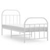 Metal Bed Frame with Headboard & Footboard - Small Single White