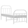 Metal Bed Frame with Headboard & Footboard - Small Single White