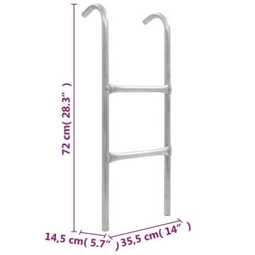 2-Step Trampoline Ladder Steel Silver - 72 cm Safety Access