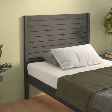 Stylish Grey Solid Wood Bed Headboard - 81x4x100 cm