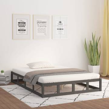 Grey Bed Frame 120x200 cm - Solid Wood | HipoMarket