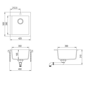 Granite Kitchen Sink Single Basin Beige - Timeless Design