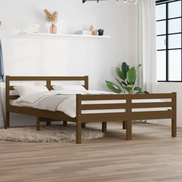 Honey Brown Solid Wood King Size Bed Frame - 150x200 cm