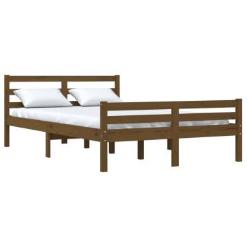 Honey Brown Solid Wood King Size Bed Frame - 150x200 cm