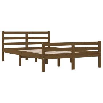 Honey Brown Solid Wood King Size Bed Frame - 150x200 cm