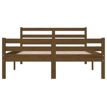 Honey Brown Solid Wood King Size Bed Frame - 150x200 cm