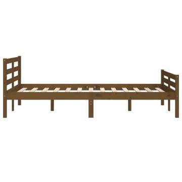 Honey Brown Solid Wood King Size Bed Frame - 150x200 cm