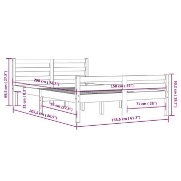 Honey Brown Solid Wood King Size Bed Frame - 150x200 cm