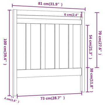 Bed Headboard Black 81x4x100 cm - Solid Wood Pine | Hipo Market