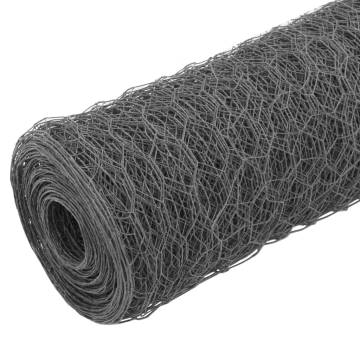 Chicken Wire Fence Steel PVC Coating 25x1 m - Grey Color