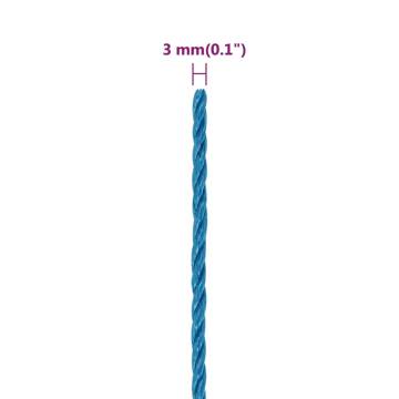 Blue 3mm 250m Polypropylene Work Rope - Durable & Versatile