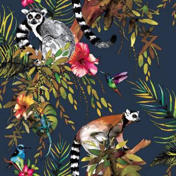 DUTCH WALLCOVERINGS Wallpaper Lemur Petrol Blue | Hipomarket