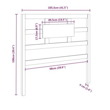 Stylish Solid Wood Pine Bed Headboard - 105.5 x 100 cm