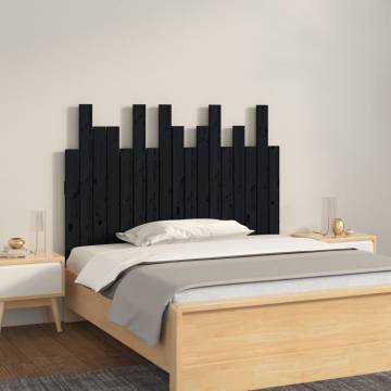 Elegant Black Wall Headboard - 108x3x80 cm Solid Pine Wood