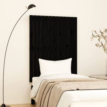 Elegant Black Wall Headboard - Solid Pine Wood 82.5x3x110 cm