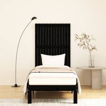 Elegant Black Wall Headboard - Solid Pine Wood 82.5x3x110 cm