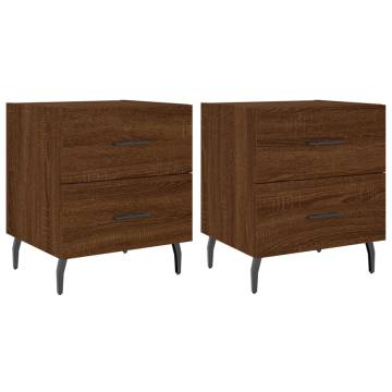 Stylish Brown Oak Bedside Cabinets - 2 pcs | Hipo Market