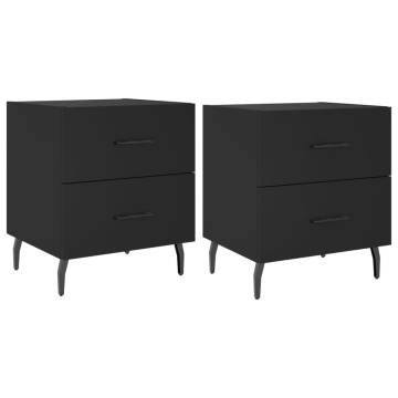 Stylish Black Bedside Cabinets - 2 pcs Engineered Wood