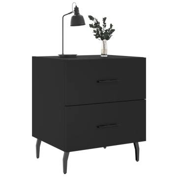 Stylish Black Bedside Cabinets - 2 pcs Engineered Wood