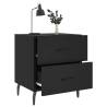 Stylish Black Bedside Cabinets - 2 pcs Engineered Wood