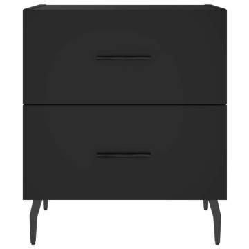 Stylish Black Bedside Cabinets - 2 pcs Engineered Wood