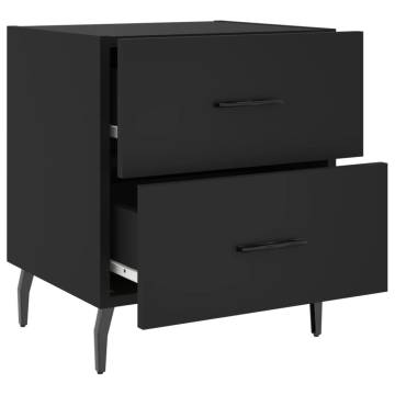 Stylish Black Bedside Cabinets - 2 pcs Engineered Wood