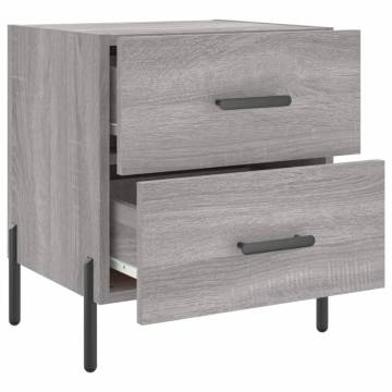 Stylish Grey Sonoma Bedside Cabinet - 40x35x47.5 cm