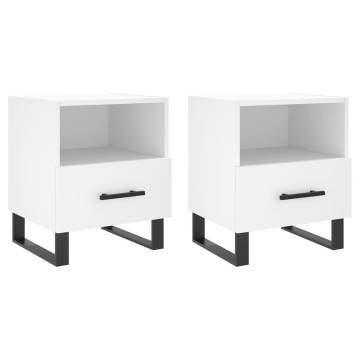 Stylish White Bedside Cabinets - 2 pcs 40x35x47.5 cm