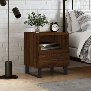 Stylish Brown Oak Bedside Cabinet - 40x35x47.5 cm