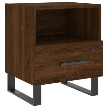 Stylish Brown Oak Bedside Cabinet - 40x35x47.5 cm