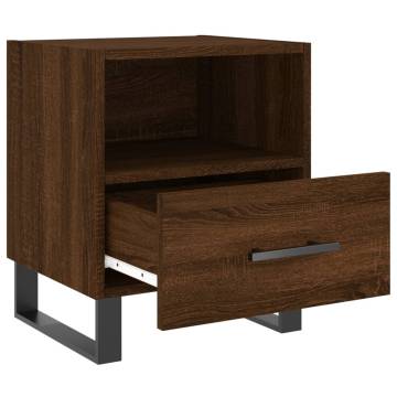 Stylish Brown Oak Bedside Cabinet - 40x35x47.5 cm