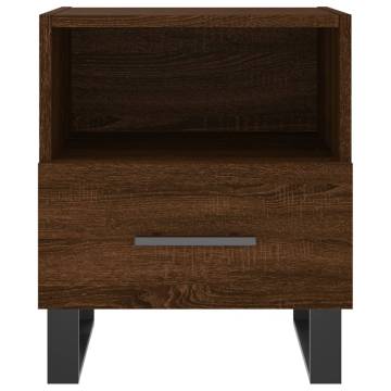 Stylish Brown Oak Bedside Cabinet - 40x35x47.5 cm