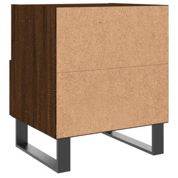 Stylish Brown Oak Bedside Cabinet - 40x35x47.5 cm