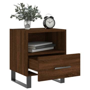 Stylish Brown Oak Bedside Cabinet - 40x35x47.5 cm