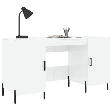 Elegant High Gloss White Desk - 140x50x75 cm Engineered Wood