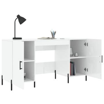 Elegant High Gloss White Desk - 140x50x75 cm Engineered Wood