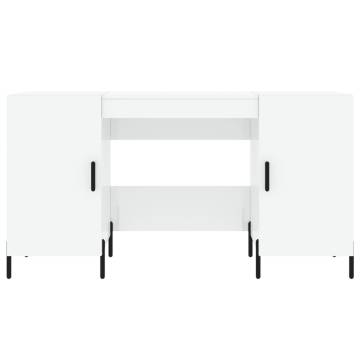 Elegant High Gloss White Desk - 140x50x75 cm Engineered Wood