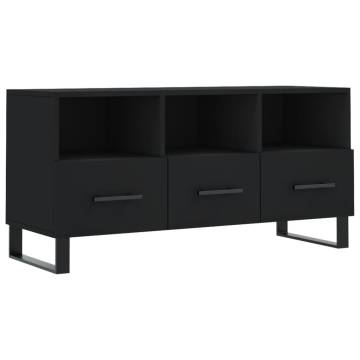 Stylish Black TV Cabinet 102x36x50 cm - Engineered Wood