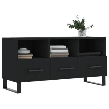 Stylish Black TV Cabinet 102x36x50 cm - Engineered Wood