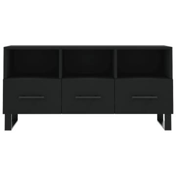 Stylish Black TV Cabinet 102x36x50 cm - Engineered Wood