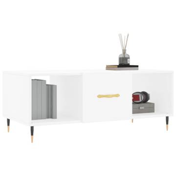 Elegant White Coffee Table | 102x50x40 cm | Durable Design