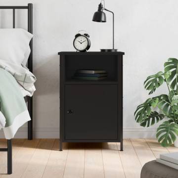 Elegant Black Bedside Cabinet - Engineered Wood 40x42x60 cm