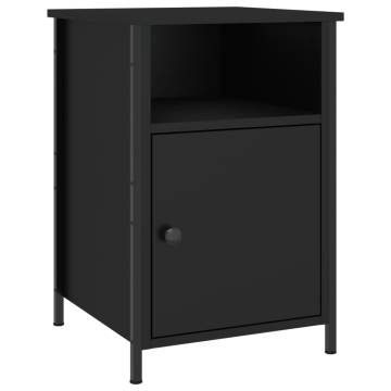 Elegant Black Bedside Cabinet - Engineered Wood 40x42x60 cm