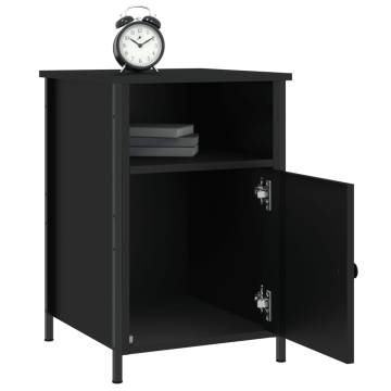 Elegant Black Bedside Cabinet - Engineered Wood 40x42x60 cm