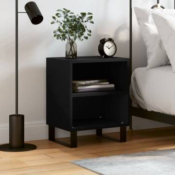 Elegant Black Bedside Cabinet | 40x30x50 cm Engineered Wood