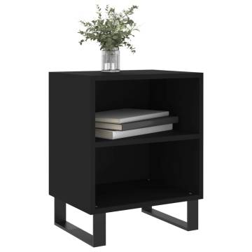 Elegant Black Bedside Cabinet | 40x30x50 cm Engineered Wood