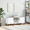 Record Cabinet White 121x38x48 cm Engineered Wood Colour white Quantity in Package 1 