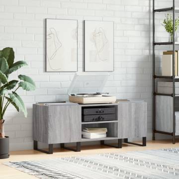 Stylish Grey Sonoma Record Cabinet - 121x38x48 cm