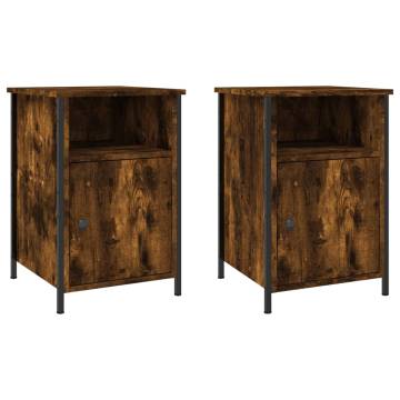 2 pcs Smoked Oak Bedside Cabinets - Elegant and Durable Storage