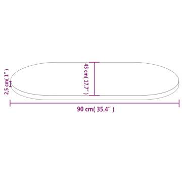 Table Top White 90x45 cm - Solid Pine Wood Oval Design